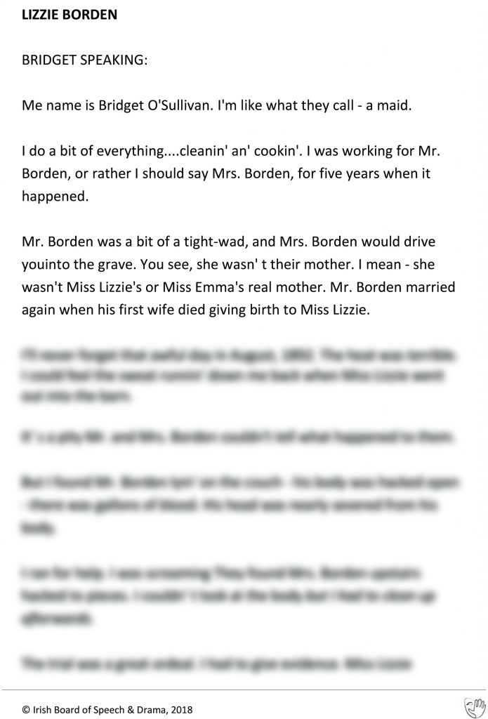 Lizzie Borden (Bridget Speaking)