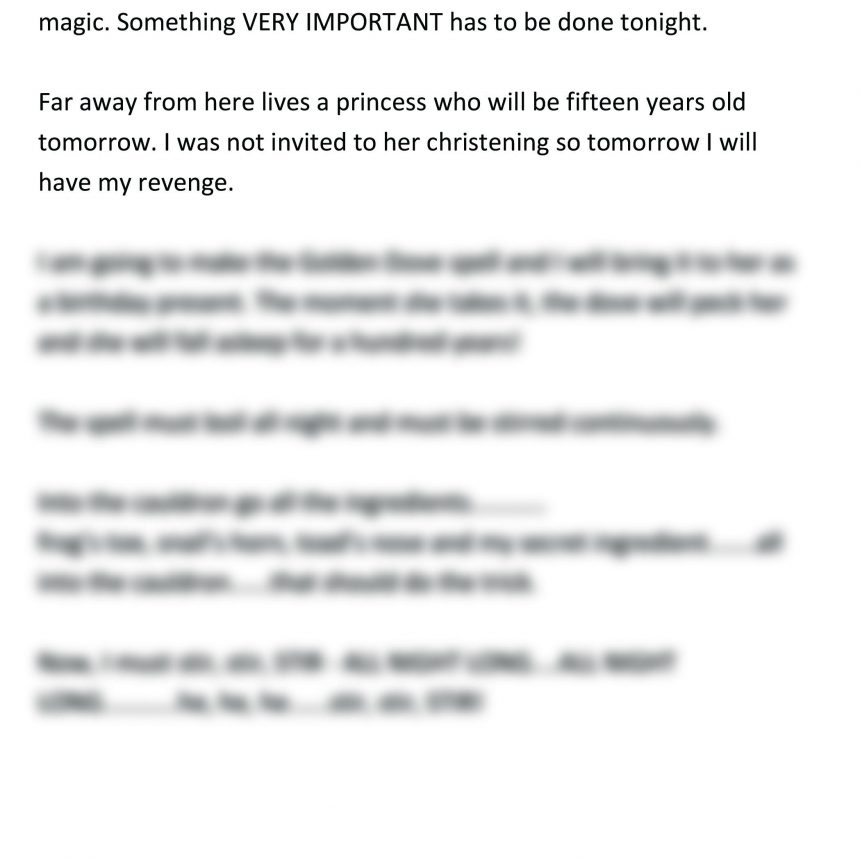 The Sleeping Beauty (Bad Fairy Speaking)