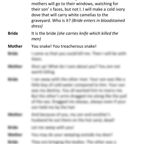 Blood Wedding (Mother and Bride Speaking)