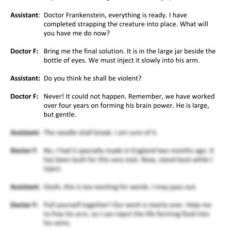 Dr. Frankenstein (Assistant and Doctor F Speaking)