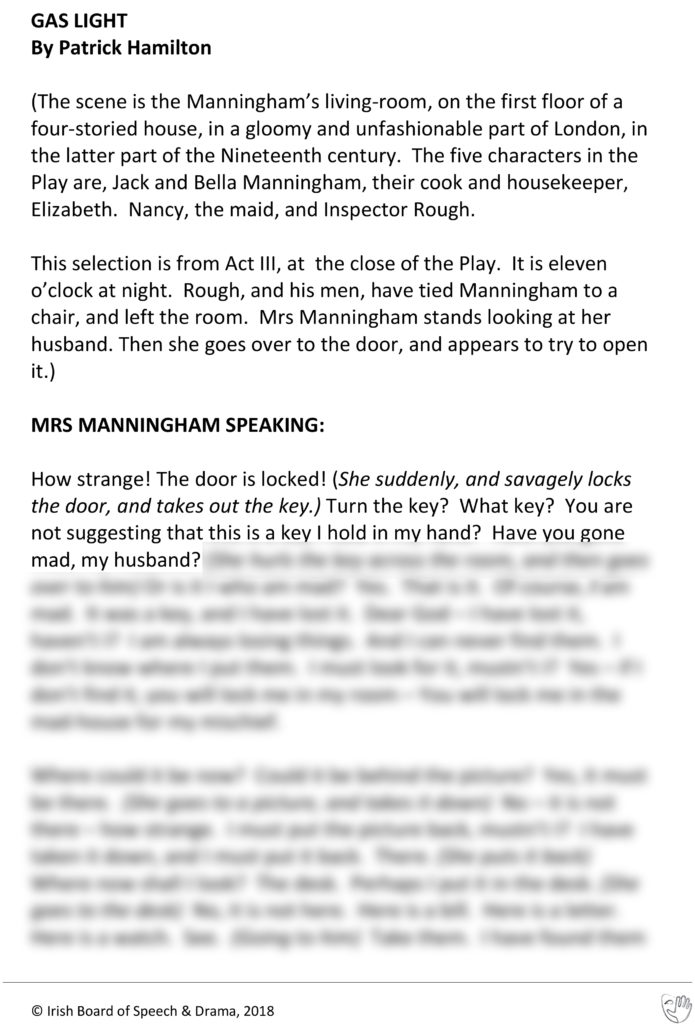 Gas Light (Mrs. Manningham Speaking)