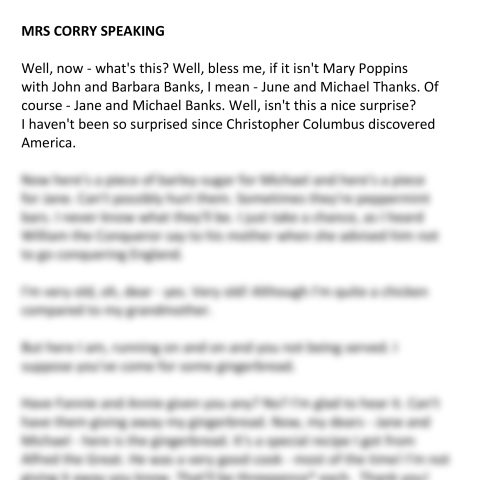Mary Poppins (Mrs Corry Speaking)