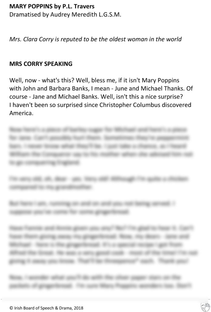 Mary Poppins (Mrs Corry Speaking)