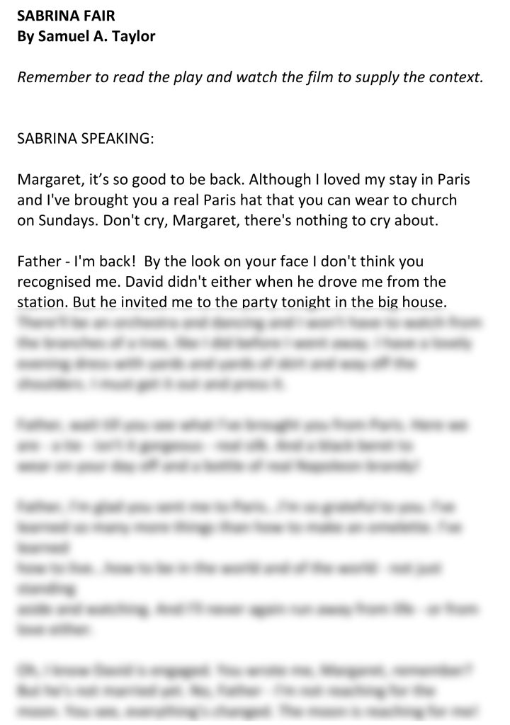 Sabrina Fair (Sabrina Speaking)