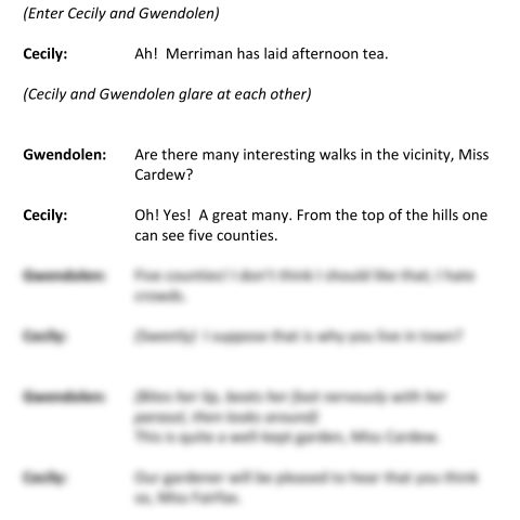The Importance Of Being Earnest (Cecily and Gwendolen Speaking)